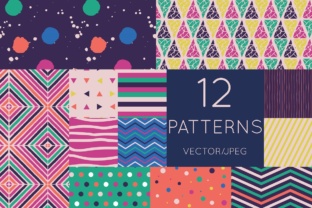 12 Geometric Vector Patterns – Bright and Fun Digital Paper