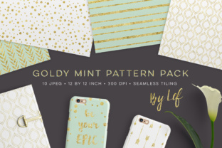 Digital Paper Pack: Seamless Gold and Mint Patterns for Creative Versatility