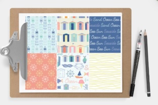 Nautical Seaside Digital Papers - Seamless Patterns in Baby Shades
