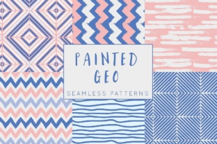 Painted Geo Seamless Patterns – Pink and Blue Digital Paper Set