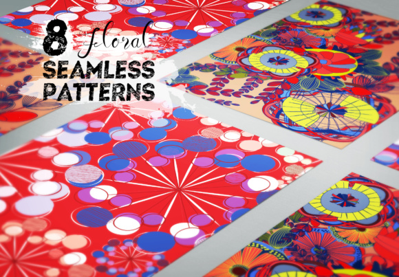 Set of 8 Floral Seamless Patterns